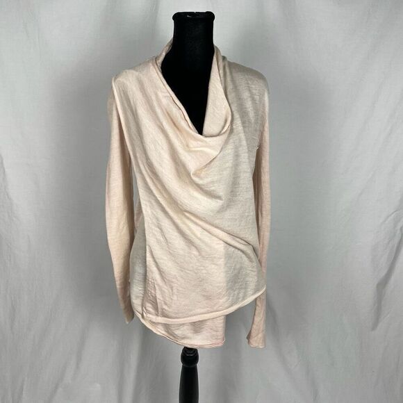 Allsaints Pink 100% Merino Wool Drina Cowl Cardigan Sweater Top - Women M - Picture 2 of 8